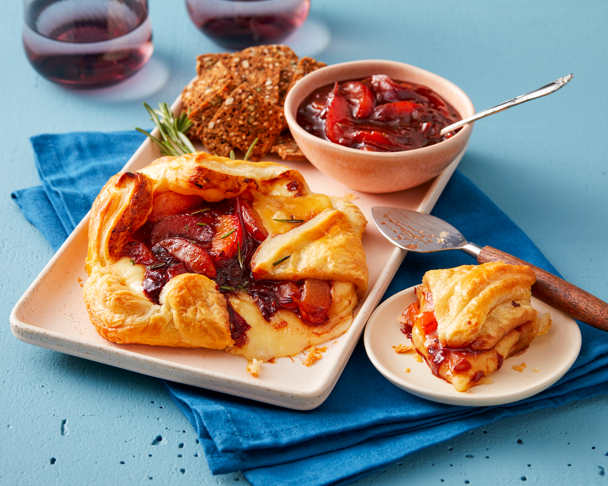 Baked Provolone Pastry with Plum Chutney